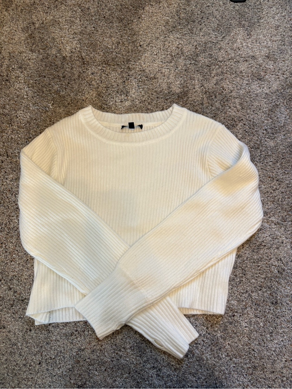 Lulus Cream Ribbed Crewneck Sweater